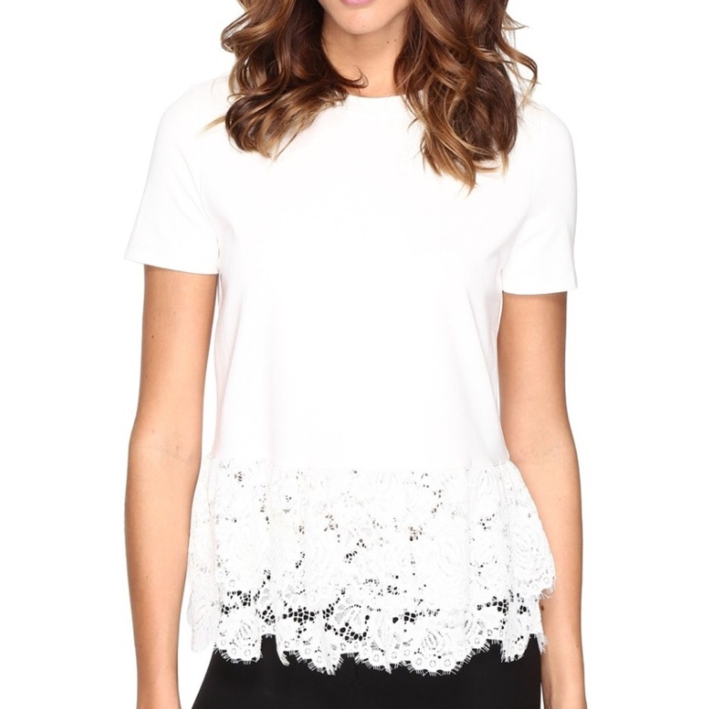 Kate Spade Broome Street lace flounce tee